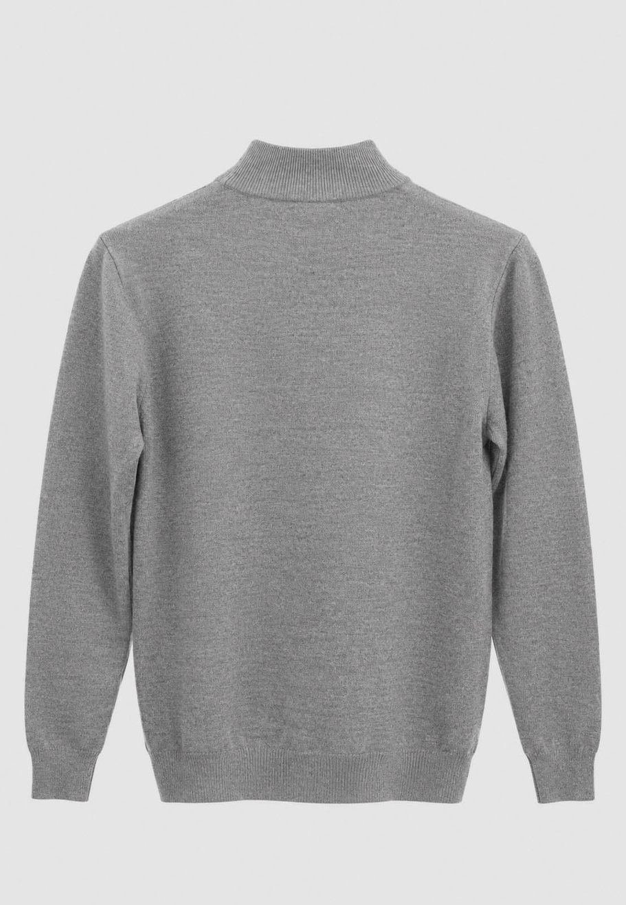 Półgolf męski Slim Fit dopasowany z nieco grubszej dzianiny szary ze stójką