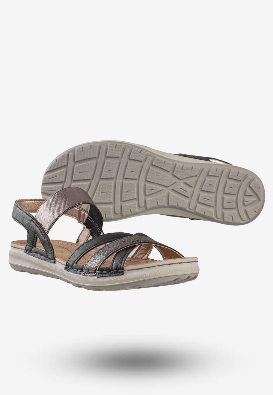 Sandały Damskie Ekoskóra Buty Wygodne Inblu Czarny EA000015