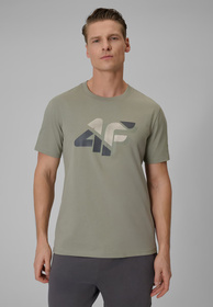 Koszulka Męska 4F Sportowa Bawełniana T-Shirt Regular Khaki 4FWSS26TTSHM2667