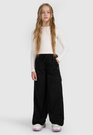 Spodnie Cargo Dziewczęce 4F Sportowe Oversize Joggery Czarne 4FJWAW25TTROF1246