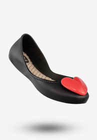 Baleriny Damskie Buty Wsuwane Z Serduszkiem Półbuty Zapachowe Czarne ZAXY V285014