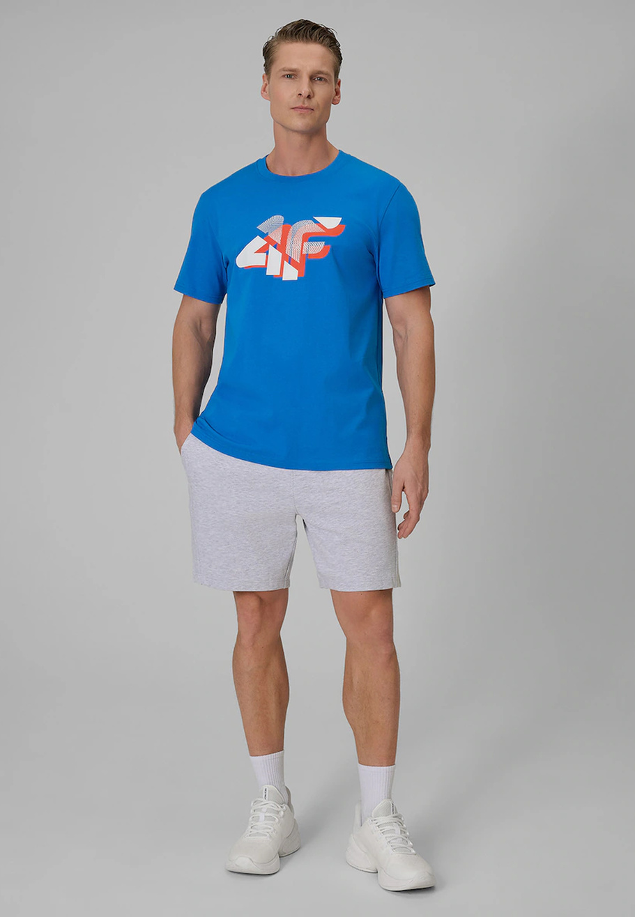 Koszulka Męska 4F Sportowa Bawełniana T-Shirt Regular Niebieski 4FWSS26TTSHM2667