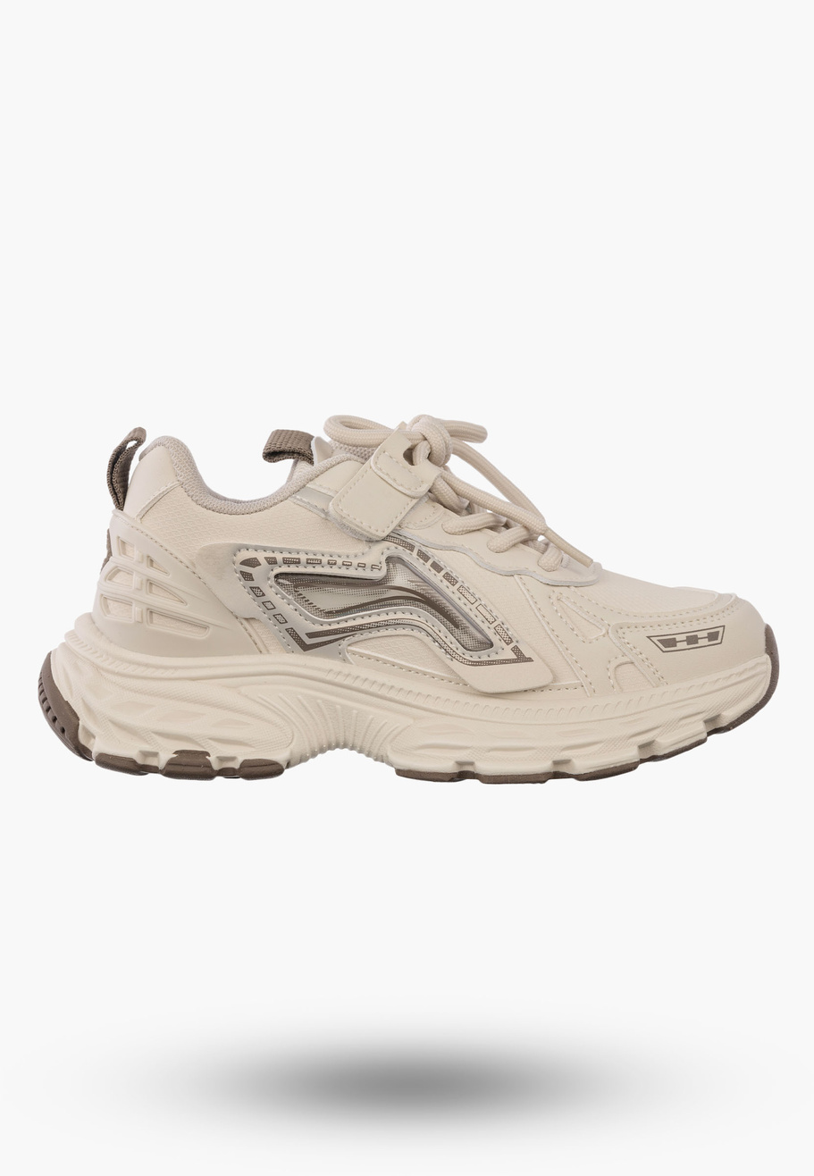 Sneakersy Dziecięce APAWWA Buty Sportowe Na Rzepy Modne Beżowe