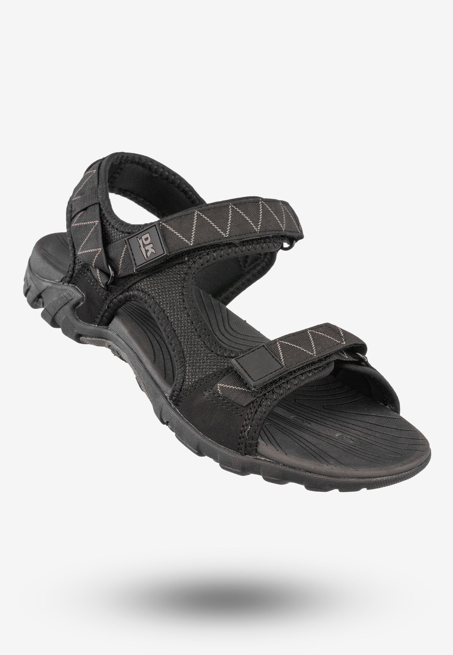 Sandały Męskie Ekoskóra Buty Na Rzepy Letnie DK Czarny/Szary S9507