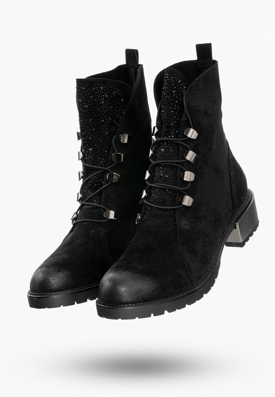 Buty Damskie Trapery Czarne z Ekoskóry Na Zimę GD-LJ-202