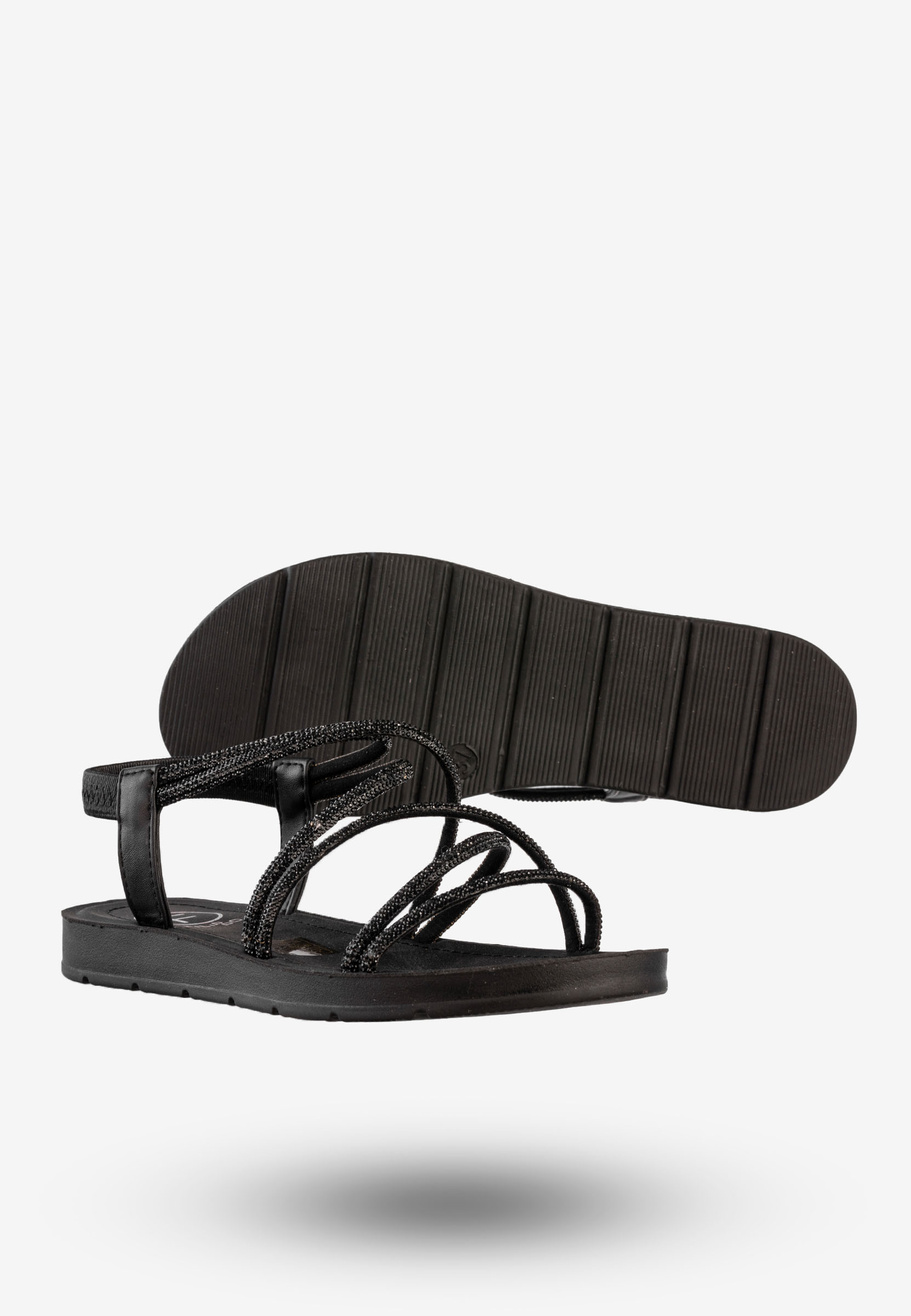 Sandały Damskie Buty Eleganckie Błyszczące Na Lato Czarne Filippo DS6884/25BK