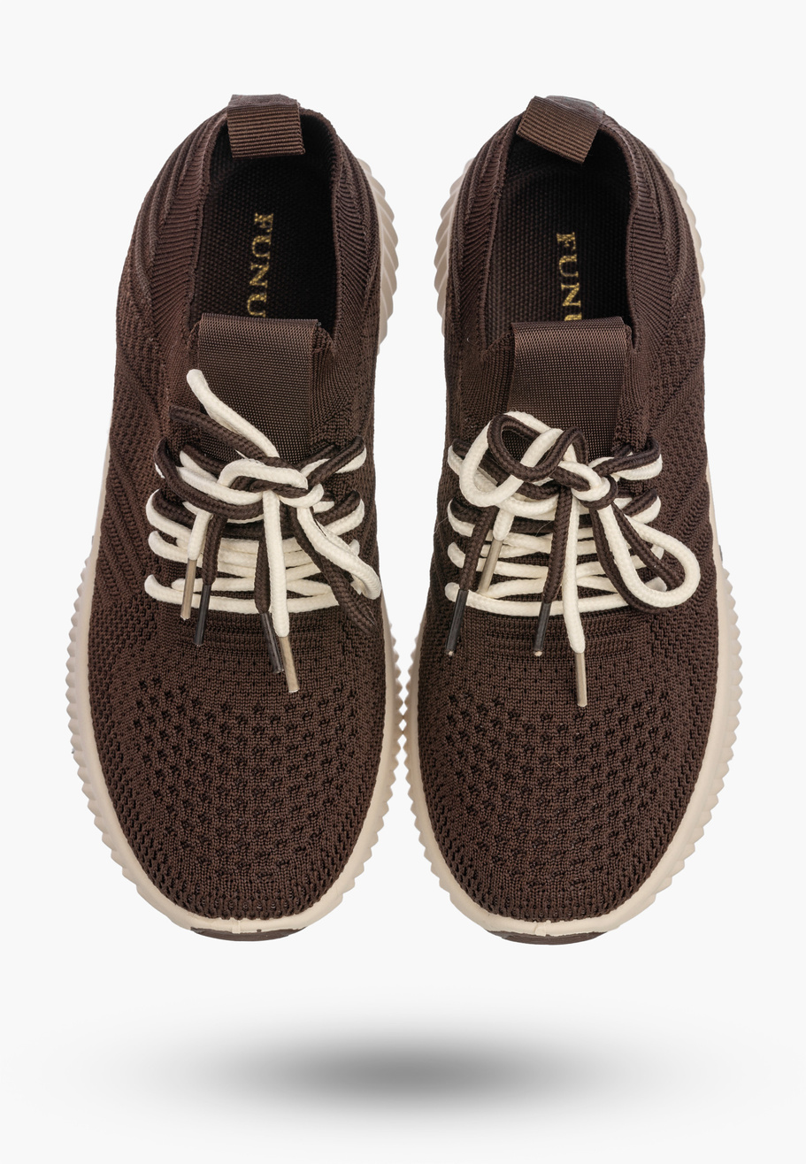 Sneakersy Damskie Buty Sportowe Wsuwane Lekkie Tekstylne Brązowe