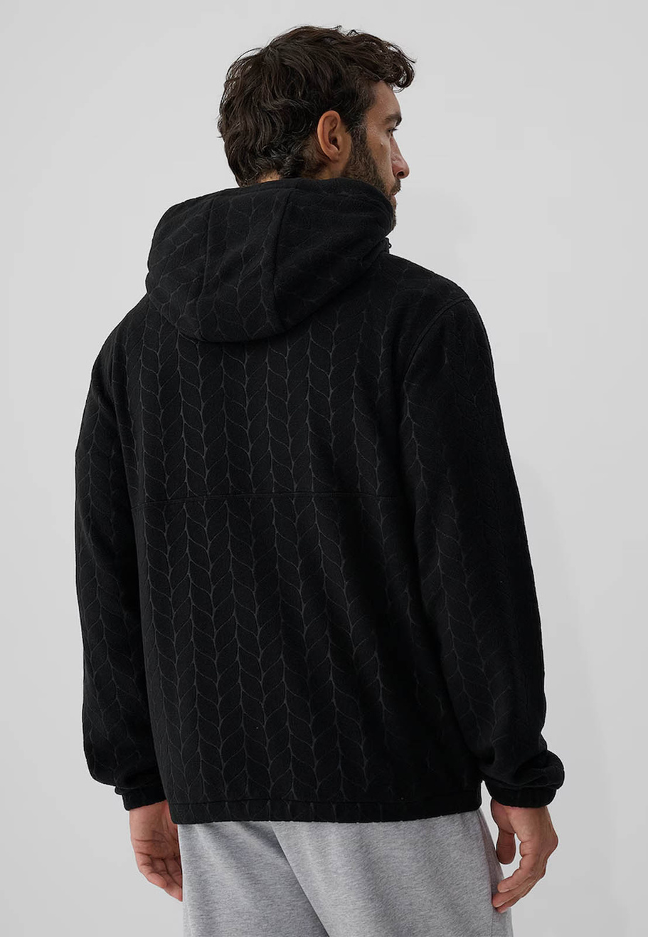 Bluza Polarowa Sportowa Męska 4F Warm Rozpinana z Kapturem Czarna 4FWAW26TFLEM491