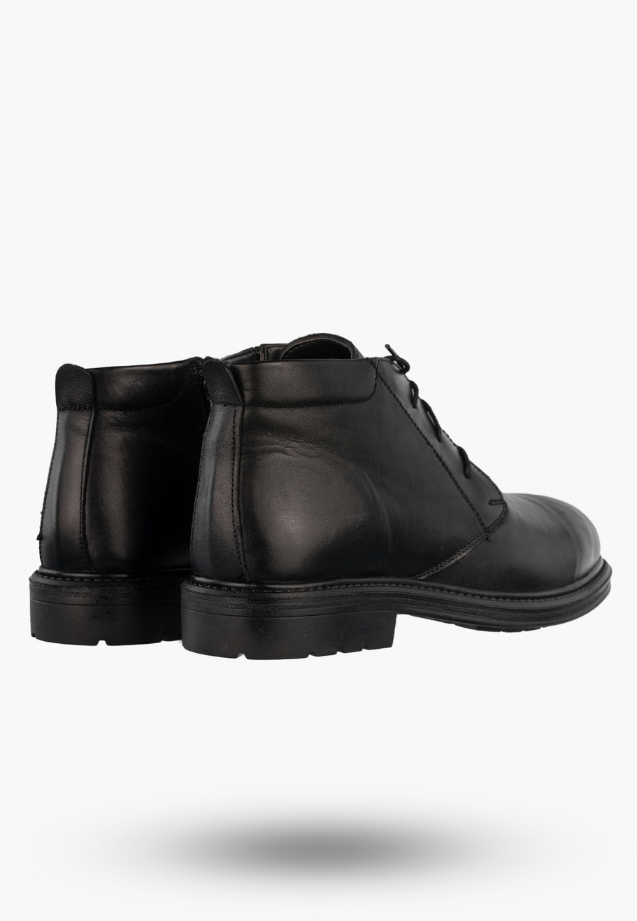 Trzewiki Męskie Zimowe Buty Ocieplane Eleganckie Klasyczne Na Zamek Czarne