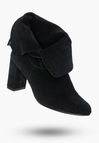 Buty Damskie Botki Czarne Na Słupku Skórzane Na Zimę Korda 1637
