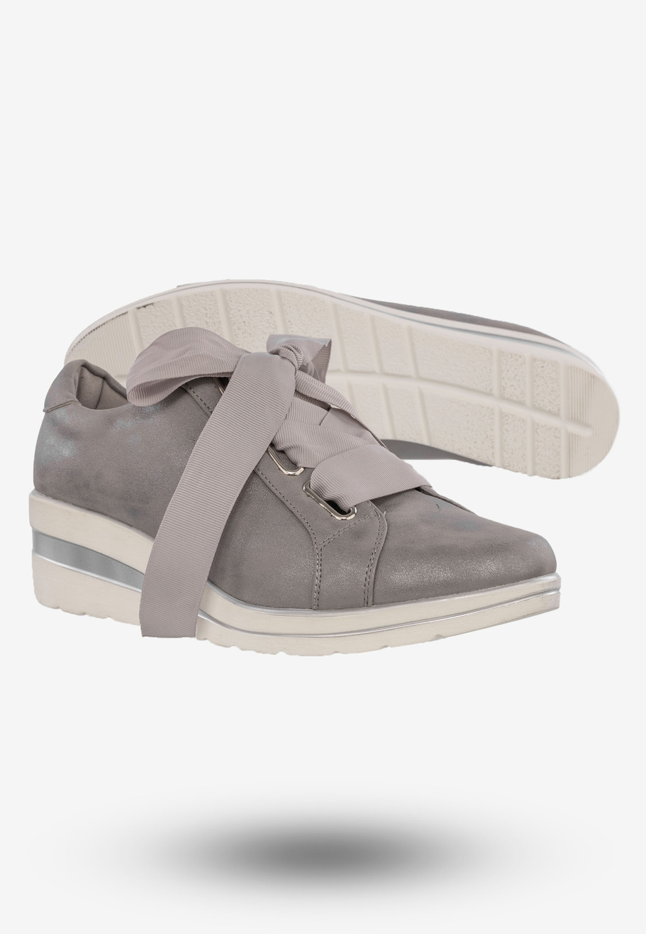Półbuty Damskie Buty Ekoskóra Eleganckie Szare M.Daszyński MR1738-5