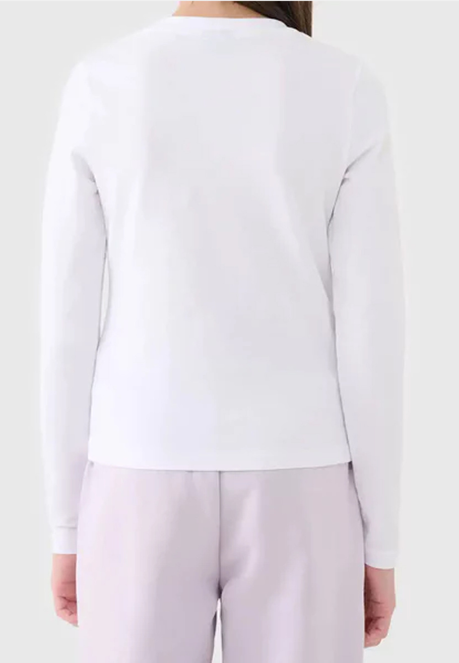 Longsleeve Dziewczęcy 4F Regular Koszulka Z Długim Rękawem Biały 4FJWAW25TLONF512