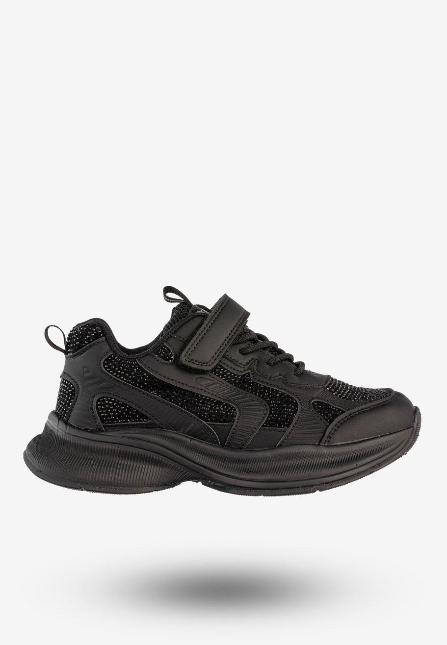 Sneakersy Dziecięce Ekoskóra Buty Sportowe Na Rzepy Półbuty Czarne Apawwa G1815P