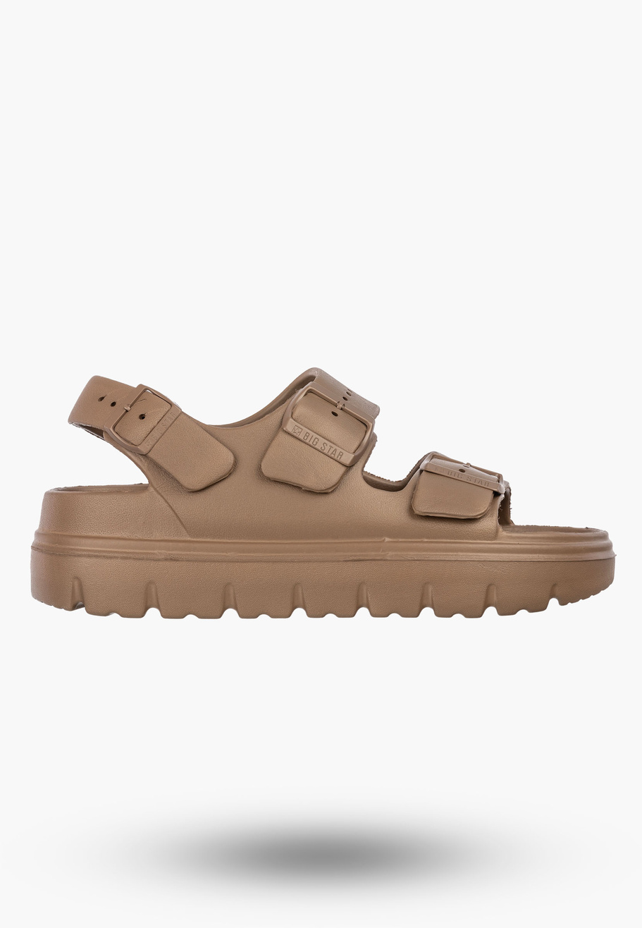 Sandały Damskie BIG STAR Piankowe Buty Letnie Na Klamry Brązowe TT274A035