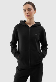 Bluza Damska 4F Sportowa Dresowa Rozpinana Ocieplana Z Kapturem Czarna 4FWSS24TSWSF0956