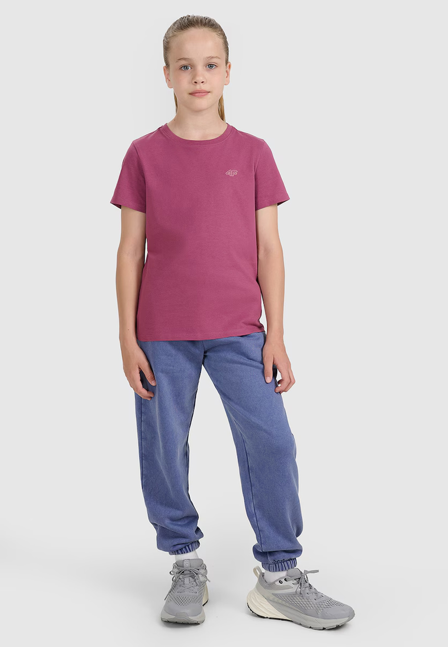 Koszulka Dziewczęca 4F T-shirt Bawełna Oversize Fioletowy 4FJWAW25TTSHF2397