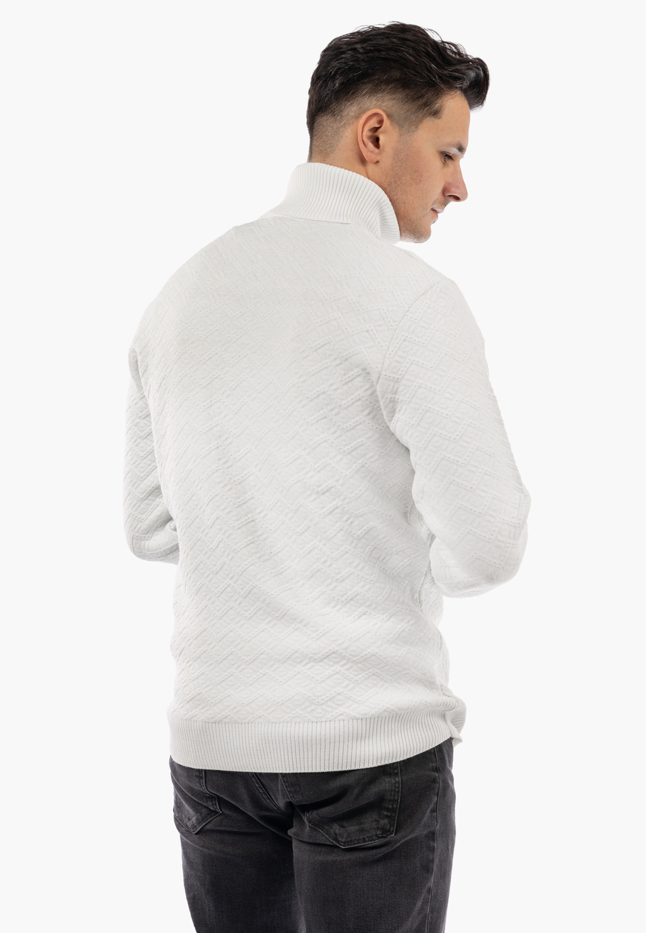 Sweter Męski Golf Zimowy Wełniany Ciepły Klasyczny Elegancki Biały