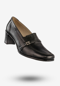 Półbuty Damskie Skórzane Buty Na Obcasie Eleganckie Czarne Opal 83
