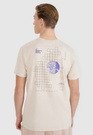 Koszulka Męska 4F T-shirt Regular Z Nadrukiem Beżowy 4FRSS24TTSHM2076