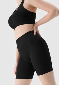 Kolarki Damskie 4F Sportowe Legginsy Spodenki Bezszwowe Treningowe Czarne 4FRSS24TFSHF694