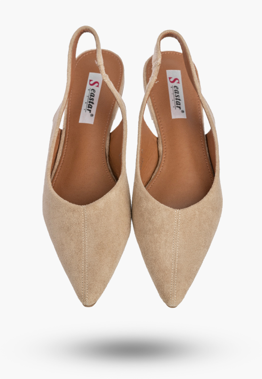 Baleriny Damskie Slingback Buty z odkrytą piętą Eleganckie Beżowe