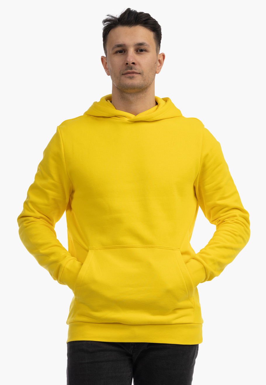Bluza męska 4F Basic z kapturem Żółta 4FSSS24TSWSM1629