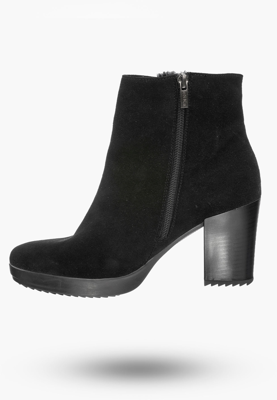 Buty Damskie Botki Czarne Na Słupku Na Zimę 908
