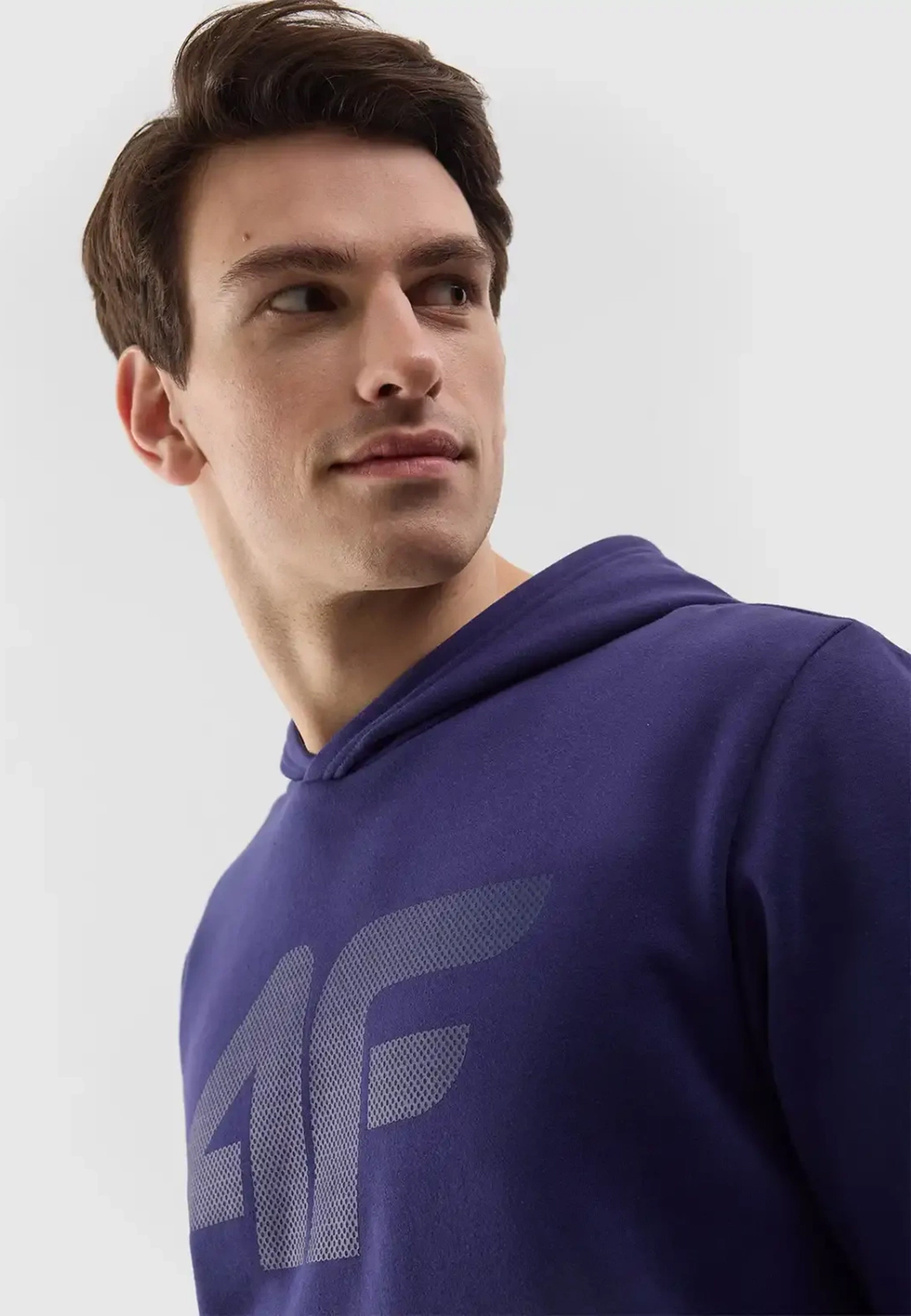 Bluza Męska 4F Z Kapturem Ocieplana Nierozpinana Sportowa Granatowa 4FWSS24TSWSM0950