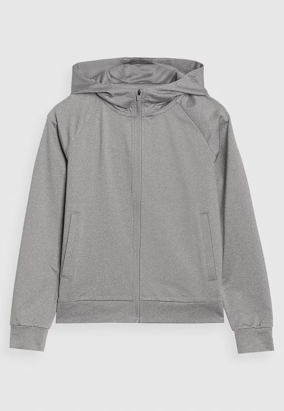 Bluza Chłopięca 4F Sportowa Treningowa Rozpinana Z Kapturem Szara 4FJWSS25TFSWM557
