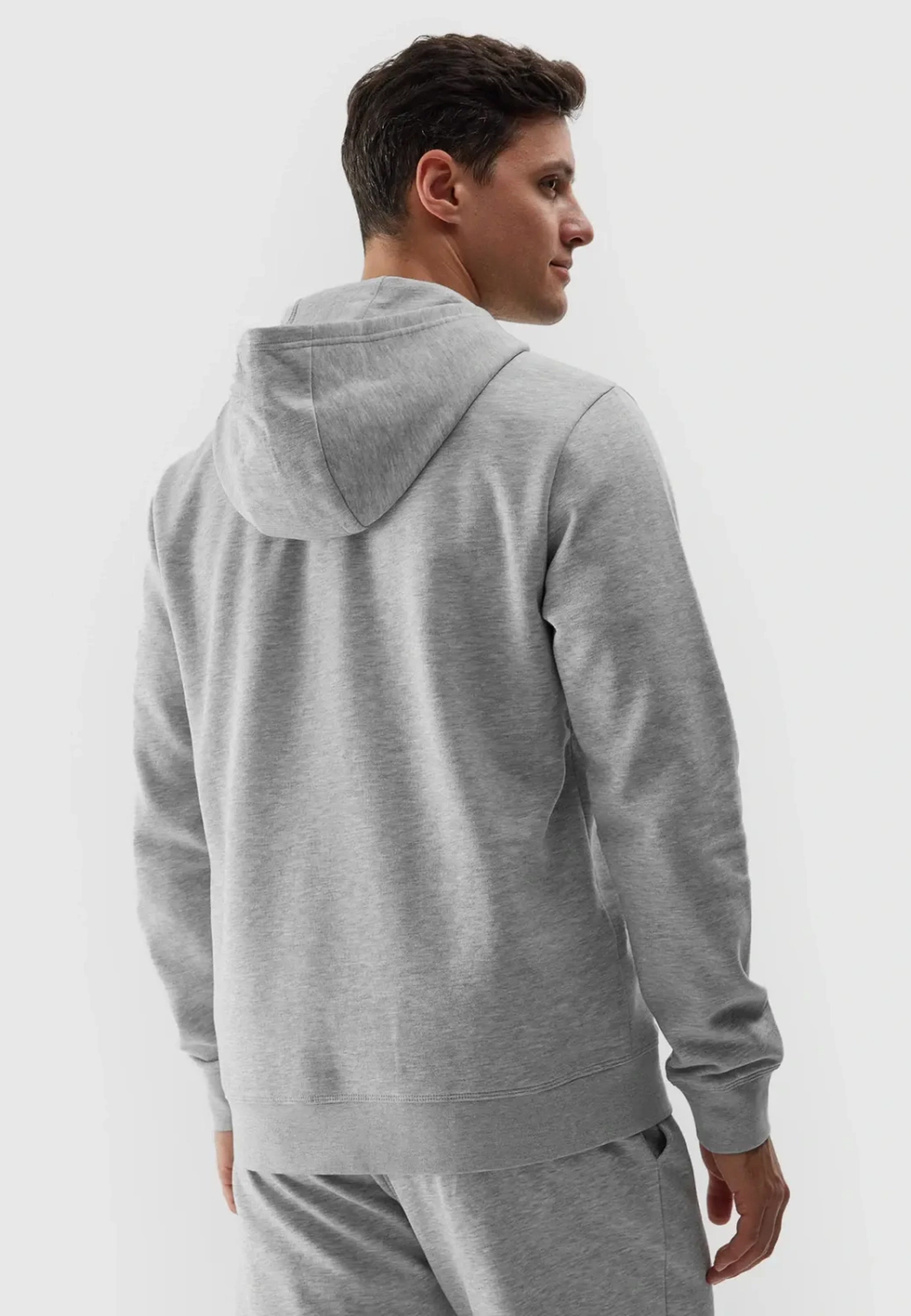 Bluza Męska 4F Z Kapturem Ocieplana Nierozpinana Sportowa Szara 4FWSS24TSWSM0950