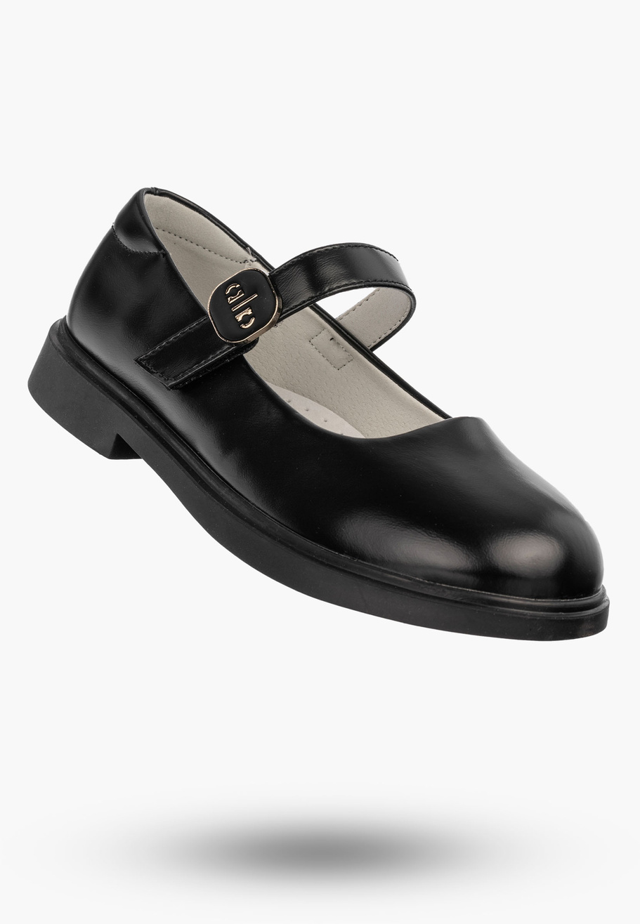 Buty Eleganckie Dziecięce APAWWA Baleriny Skórzana Wkładka Czarne