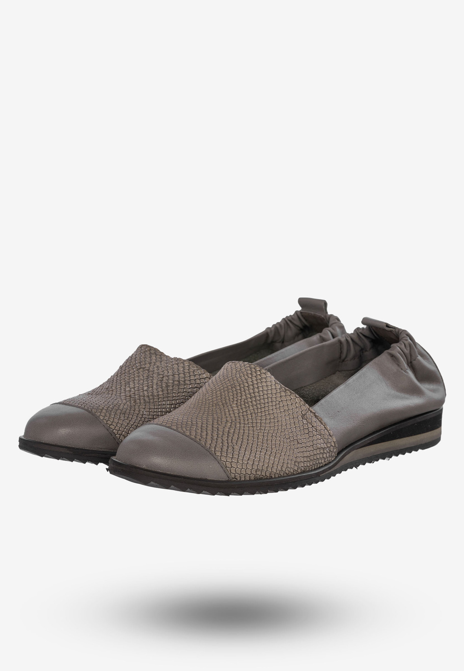 Baleriny Damskie Buty Ze Skóry Naturalnej Szare Korda 1539