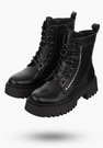 Buty Damskie BIG STAR Botki Skórzane Czarne Trapery OO274A255