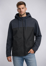 Kurtka Męska ZARA Softshell Przejściowa Z Kapturem Granatowa ZARA