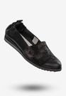 Baleriny Damskie Buty Ze Skóry Naturalnej Czarne Korda 1539