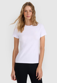 Koszulka Damska 4F T-shirt Slim Fit Gładki Biały 4FWMM00TTSHF2255