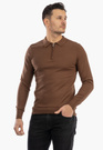 Sweter Męski Z Kołnierzem Elegancki Dopasowany Klasyczny Z Zamkiem Brązowy