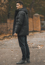 Kurtka Męska Długa Parka Czarna Elegancka