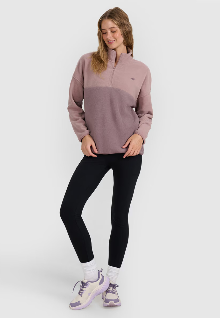 Polar Damski 4F Bluza Ze Stójką Regular Pudrowy Róż 4FWAW25TFLEF421