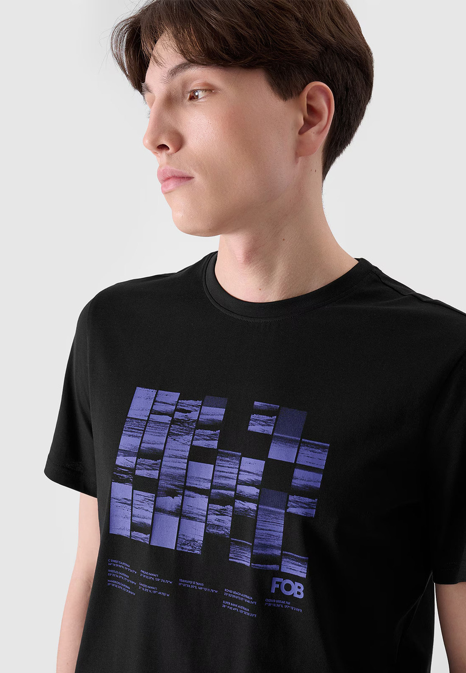 Koszulka Męska 4F T-shirt Czarny z nadrukiem 4FRSS24TTSHM2107