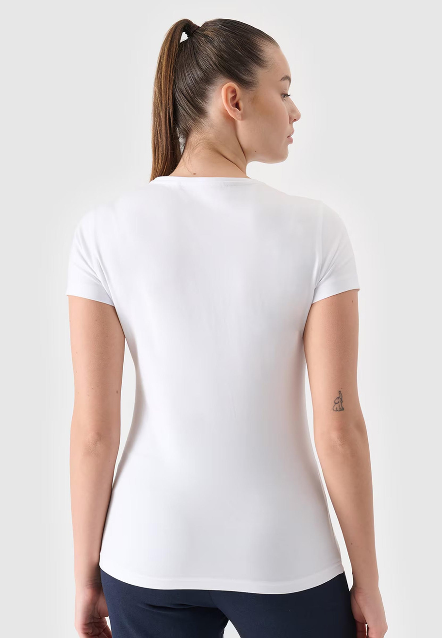 Koszulka Damska 4F Biały T-shirt z Dużym Logiem 4F 4FWSS24TTSHF1163