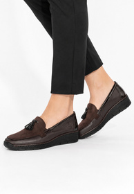 Półbuty Damskie Skórzane RIEKER Mokasyny Buty Niskie Brązowe 53771-25