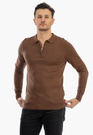 Sweter Męski Z Kołnierzem Elegancki Dopasowany Klasyczny Z Zamkiem Brązowy