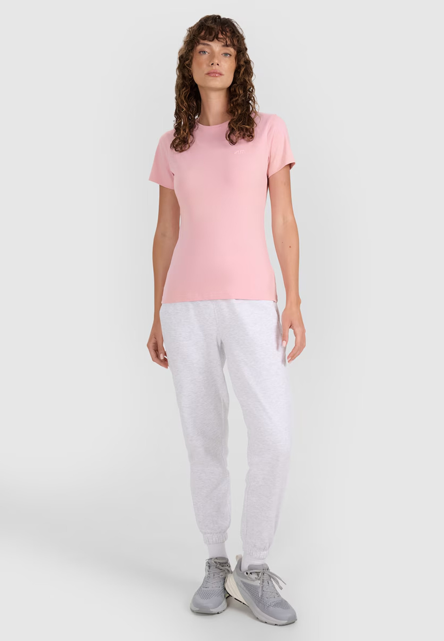 Koszulka Damska 4F T-shirt Slim Fit Gładki Różowy 4FWMM00TTSHF2255
