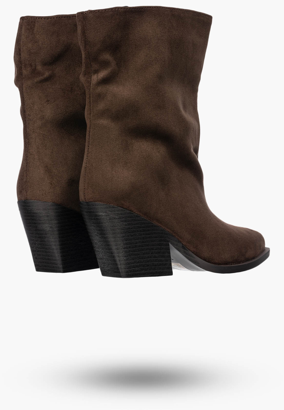 Botki Damskie Buty Na Zimę Eleganckie Stylowe Wsuwane Brązowe