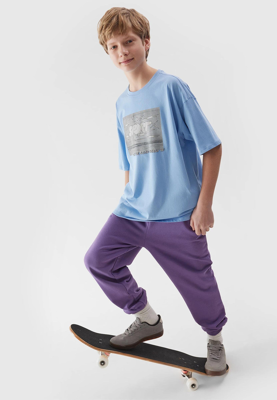 Koszulka Chłopięca 4F T-shirt Niebieski z nadrukiem 4FJRSS24TTSHM1644