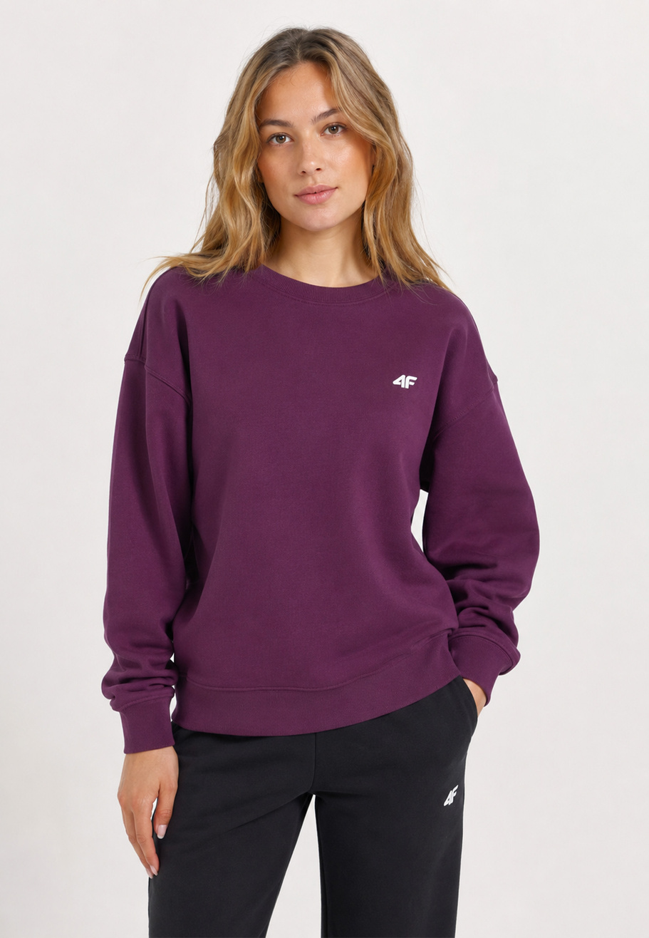Bluza Damska 4F Bez Kaptura Sportowa Regular Casual Dresowa Burgundowa 4FWSS26TSWSF2204