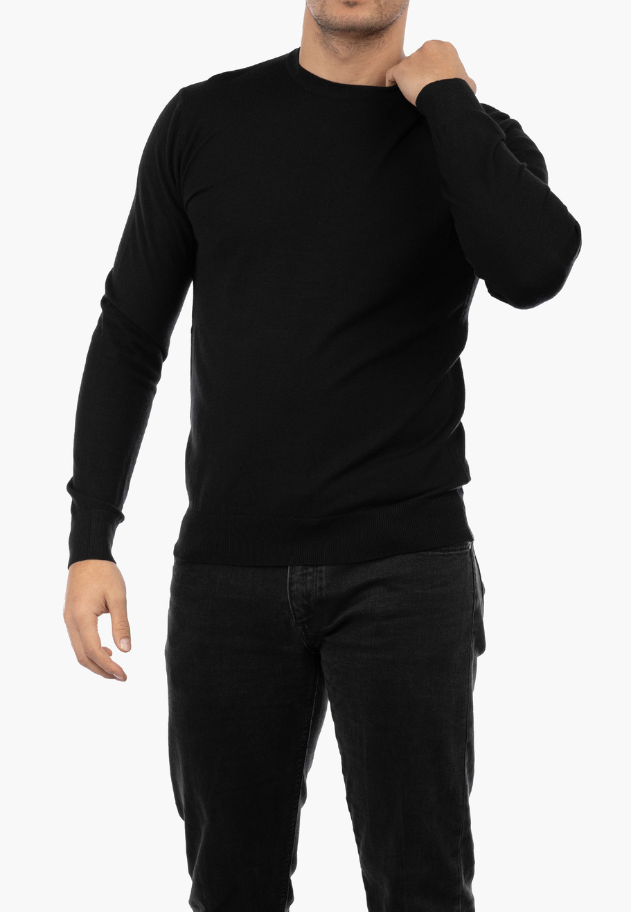 Sweter Męski Elegancki Klasyczny Basic Czarny S-CZ-1-2024