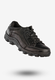 Trekkingi Męskie Skórzane Niskie Buty Sportowe Czarne DK DK0493