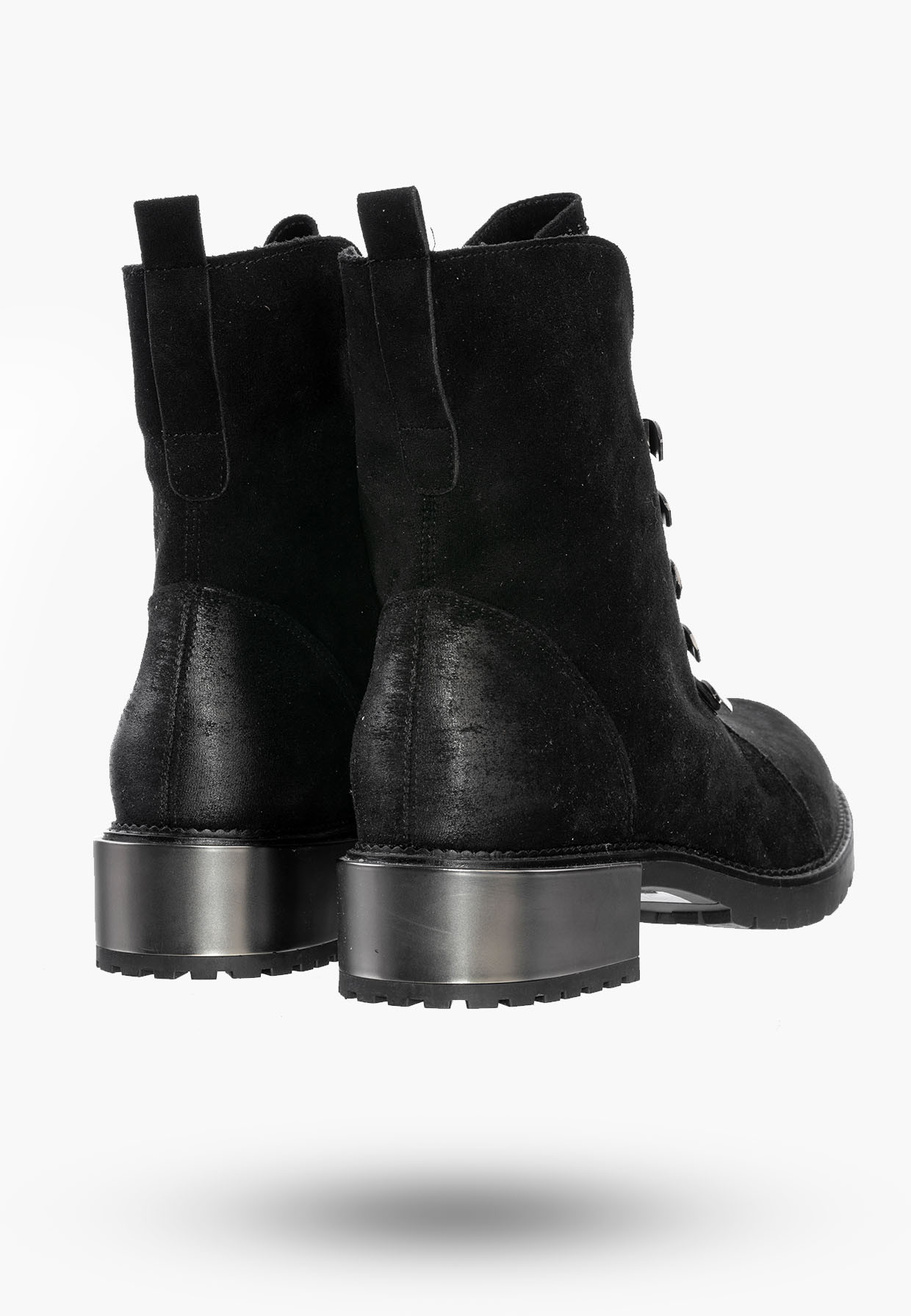 Buty Damskie Trapery Czarne z Ekoskóry Na Zimę GD-LJ-202